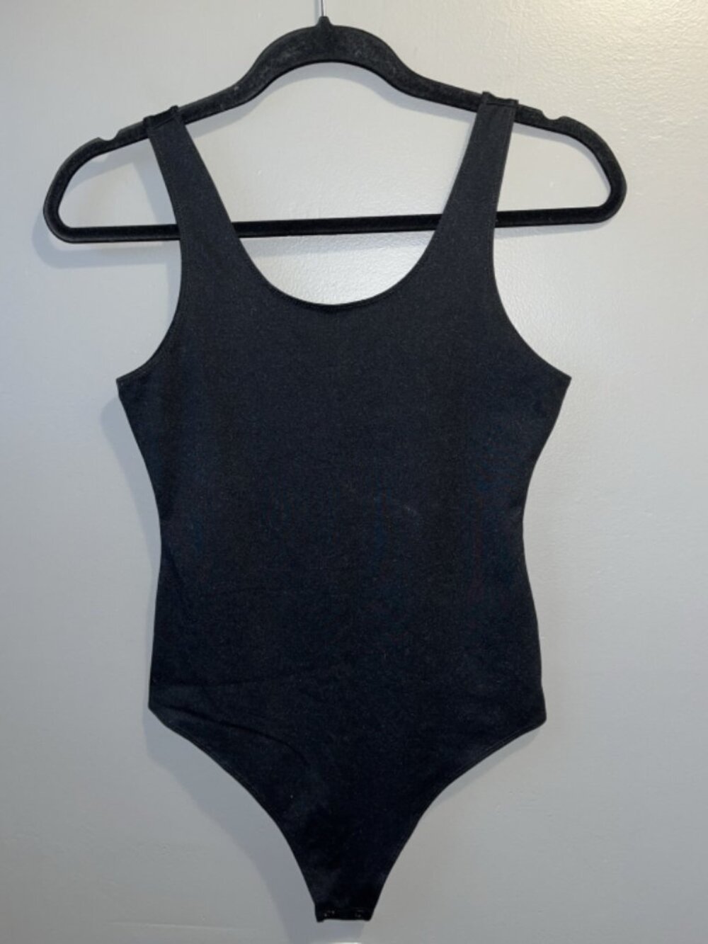 American Eagle Black Scoop Neck Bodysuit Womens S Thong Snap Closure Sleeveless